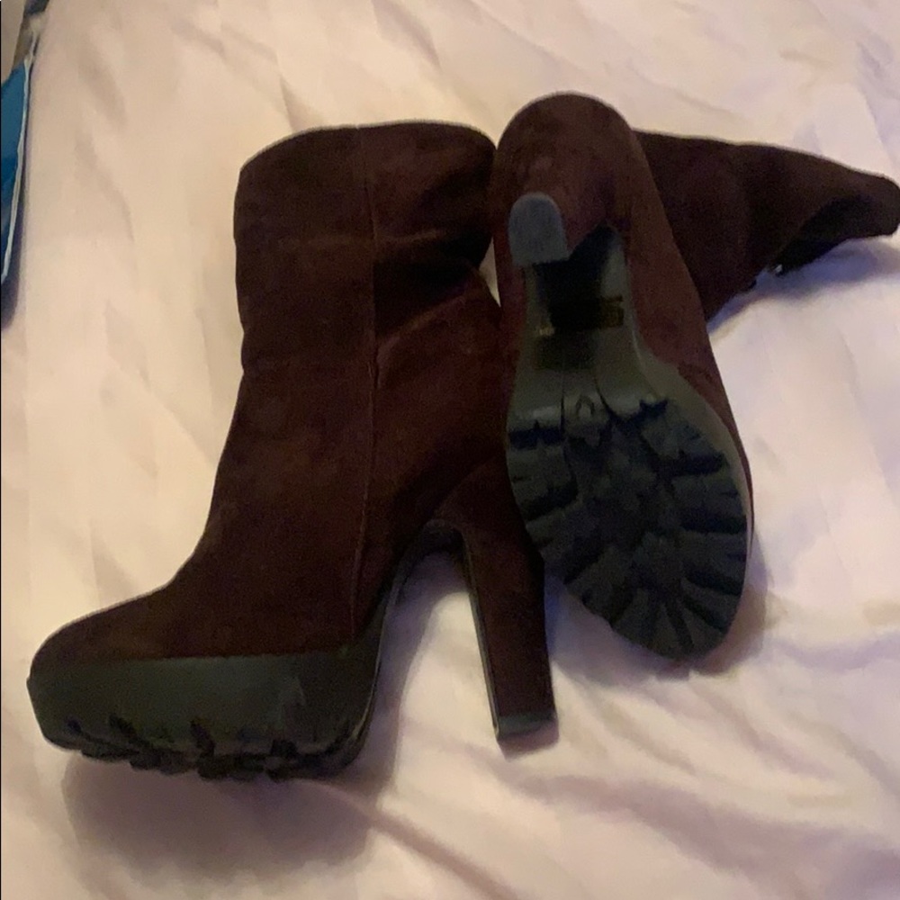 Another great pair of booties; brown faux suede. - Picture 3 of 3